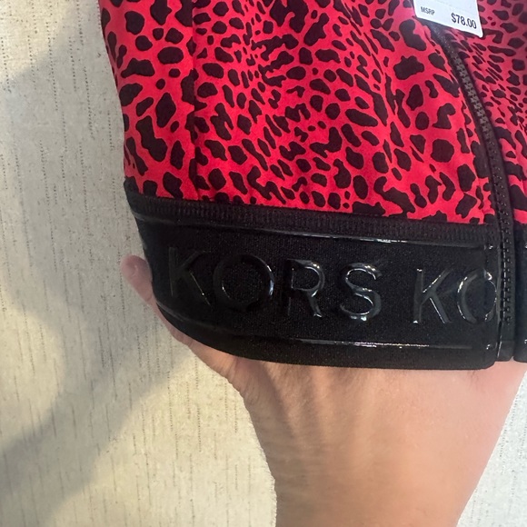 *FINAL* MICHAEL MICHAEL KORS Animal Print Zip-Front Sports Bra: RED: NWT: S - Picture 5 of 6